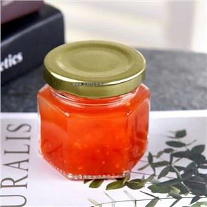 120 ml šešiakampiai medaus stiklainiai