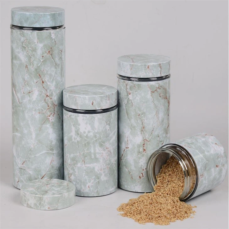 Marble Effect Glass Containers Coffee Canister Set